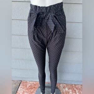 Hera Collection Black Polka Dot High-Waist Tie-Waist Skinny Pants